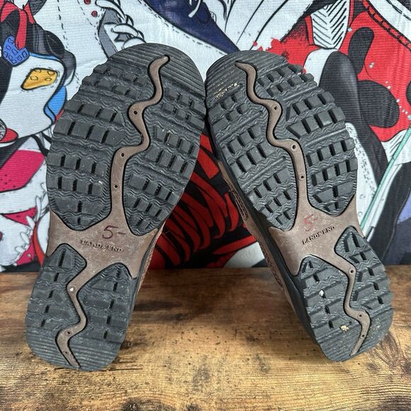 Lands End Sandals Mens 8 B Hiking Fishermans Flats Brown Suede Mesh Drawstring - Picture 6 of 7